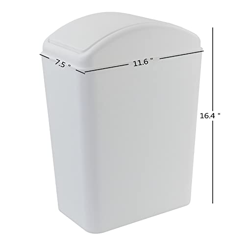 טימינין 4.2 ליטר נדנדה מכסה פסולת יכול, פלסטיק אשפה פחיות עם נדנדה מכסה, 1 חבילה, לבן