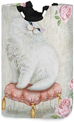 אלזה חתול פרח פריחת חתלתול סל כביסה סל אחסון גדול סל עם ידיות עבור סלי מתנה, שינה, בגדים