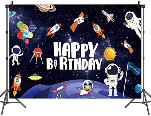 חלל החיצון רקע יום הולדת שמח, באנר למסיבת יום הולדת לילדים, 5 על 3 רגליים רקע צילום יום הולדת לחלל החיצון, מושלם לקישוטי