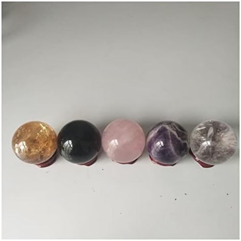 Wensuny 5 pcs/הרבה קוורץ טבעי כדור גביש ריפוי קריסטלים קלציט כדור אבן + גביש ורד + חלום אמטיסט + קריסטל שקוף
