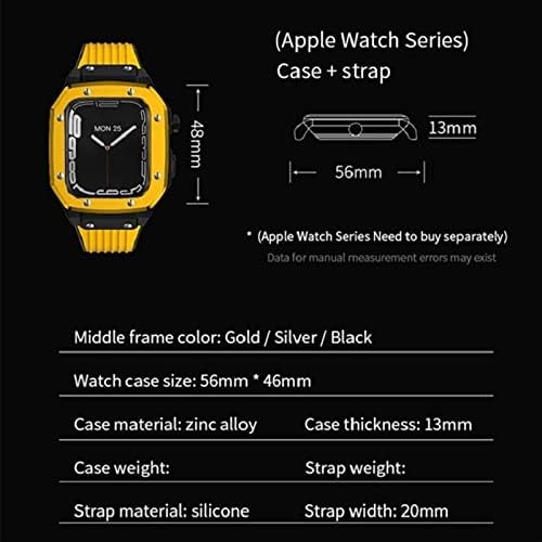 BDNJN סגסוגת שעון רצועת רצועת פס Apple Watch Series 8 7 45 ממ גומי מתכת יוקרה גומי נירוסטה שעון שעון שינוי ערכת 44 ממ 42 ממ