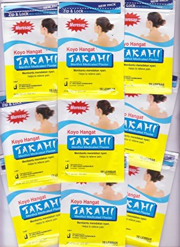 Takahi Koyo Hangat - טיח תרופתי מנטול חם, 9 חבילה