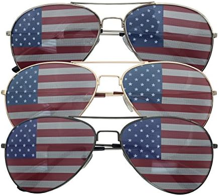 3 חבילה בתפזורת ארהב אמריקה משקפיים - אמריקאי דגל טייס משקפי שמש-מגוון צבעים