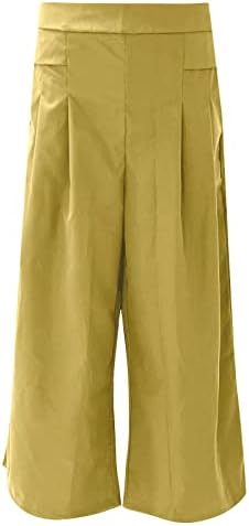 נשים של מכנסיים 2023 שיפון שמלת חוף רחב רגל פאלאצו מכנסיים אלסטי מותניים מכנסיים מקרית טרקלין מכנסי