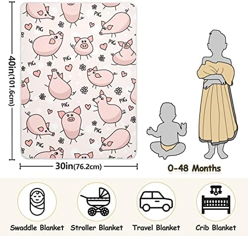 שמיכת חוטט חזירים חזירים שמיכת כותנה לתינוקות, קבלת שמיכה, שמיכה רכה קלה רכה לעריסה, טיולון, שמיכות משתלות, 30x40 אינץ