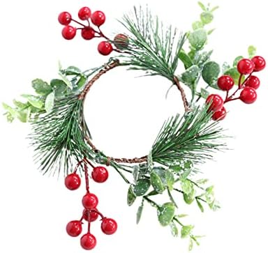 DEKIKA מתנות דקורטיביות מעודנות לחג המולד, טבעת נרות לחג המולד של 4 יח ', סימולציה של נר זר עם נר אורן חרוט