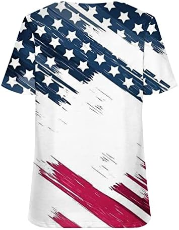 דגל אמריקאי נ 'צוואר חולצות לנשים לנשים קיץ מזדמן 4 ביולי יום העצמאות עליון כוכבים חולצות גרפיקה מפוספס