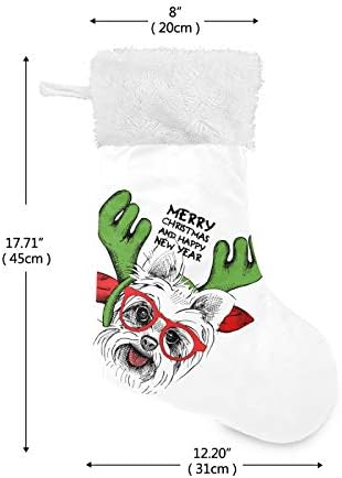 גרבי חג המולד של Alaza יורקי כלב כלב במסיכה של איילים קרניים של סנטה קלאסית קלאסית בהתאמה אישית של קישוטים גרביים