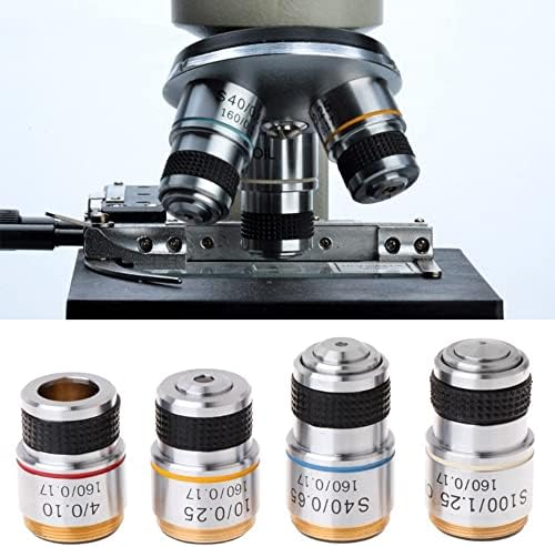 אביזרי מיקרוסקופ מעבדה מיקרוסקופ מיקרוסקופ 4x 10x 40x 100x עדשה אובייקטיבית אטרומטית מתאימה למיקרוסקופ ביולוגי