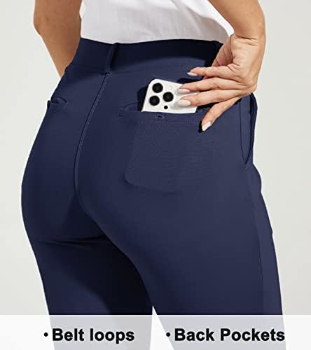 מכנסי שמלת יוגה לנשים וויליט מכנסי עבודה רזים מכנסיים רזים מתאימים למתחם משרד מכנסיים מזדמנים פטיט/רגיל 4 כיסים