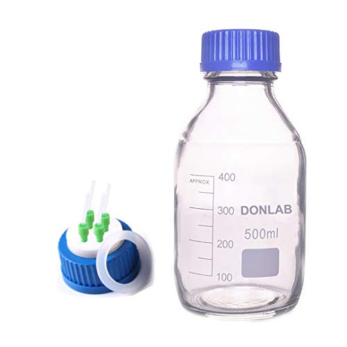 DONLAB MBU-01L4 זכוכית 1000 מל/1L עגול בקבוק בקבוק אחסון בקבוק בקבוק עם בורג 4 חור שלב נייד GL45