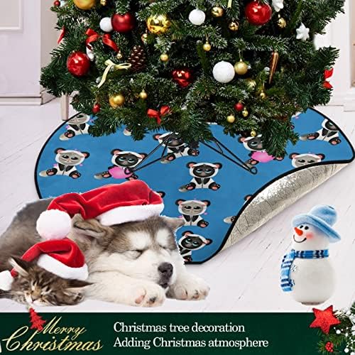 מחצלת עץ חג המולד Visesunny חתול חמוד בחליפת פנדה עץ עץ מעמד מחצלת מגן רצפה סופג עץ עץ מחצלת מגש לחג ההודיה
