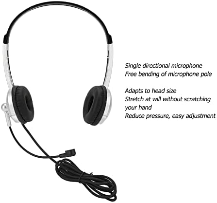 אוזניות קוויות של Fecamos, ABS Business Heophone Plug 3.5 ממ פליי ומשחק רך עם מיקרופון כיווני יחיד לשירות לקוחות