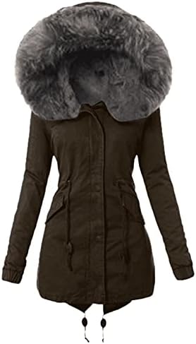 מעיל פארקה חם וחורף של נשים עם חורף עם פו פו -פו נשלף מעילי פרווה מעילי הלבשה חיצונית