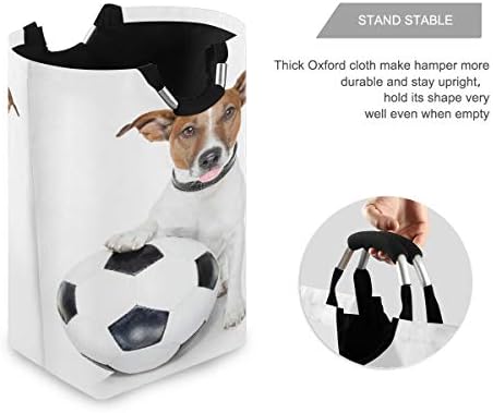 כלב תחש כדורגל כדור אמריקאי כדורגל ספורט עיצוב על לבן גדול שק כביסה סל קניות תיק מתקפל פוליאסטר כביסת מתקפל בגדי