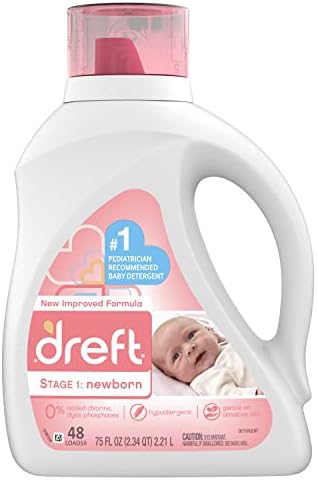 דרפט שלב 1: יילוד היפואלרגנית נוזל תינוק אבקת כביסה, טבעי עבור תינוק, יילוד, או תינוק, 48 כולל עומסים, 75 אונקיות