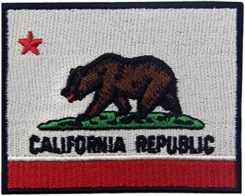 אמבטאו רקום דגל מדינת קליפורניה ברזל על תפירה על סמל CA טלאי