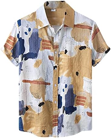 BMISEGM קיץ אימון אימון חולצות שרוול אופנה כפתור לגברים קצרים גברים בצבעי מים פונים חולצות דפוס מזדמנים חולצות איש