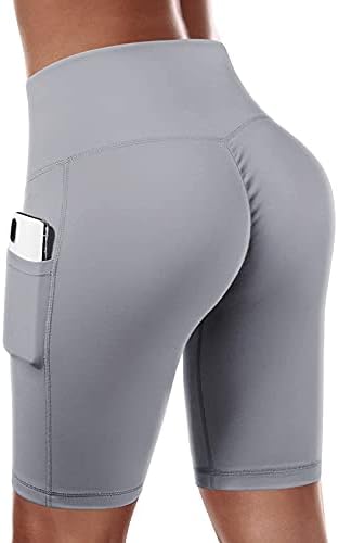 חותלות אימון המותניים של אימון לנשים בכיסי בטן מכנסיים אימונים אימוני יוגה שליטה על מכנסיים קצרים כושר טייץ אתלטי