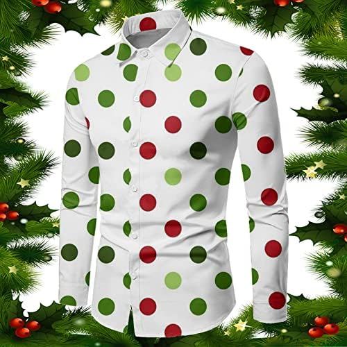 XXBR כפתור חג המולד למטה חולצות לגברים פלוס חולצת שמלות שרוול ארוך בגודל