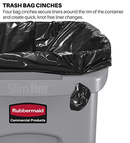 מוצרים מסחריים של Rubbermaid סל רזים ג'ים פלסטיק מלבני מיחזור עם תעלות אוורור, 23 ליטר, מחזור כחול ומכסה שרף מסחרי