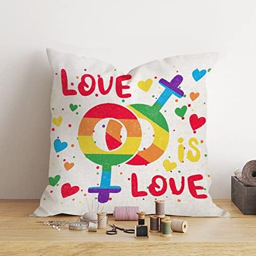 אהבה היא אהבה קשת מין הומוסקסואלי זריקת כרית כיסוי כרית רומנטית מארז גאווה הומוסקסואלית קשת להטבים מאותו