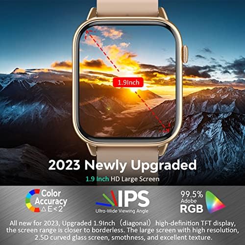 Watch Smart, 2023 שעון כושר עם לחץ דופק דופק צג דופק 1.9 מסך HD גדול Bluetooth צפה