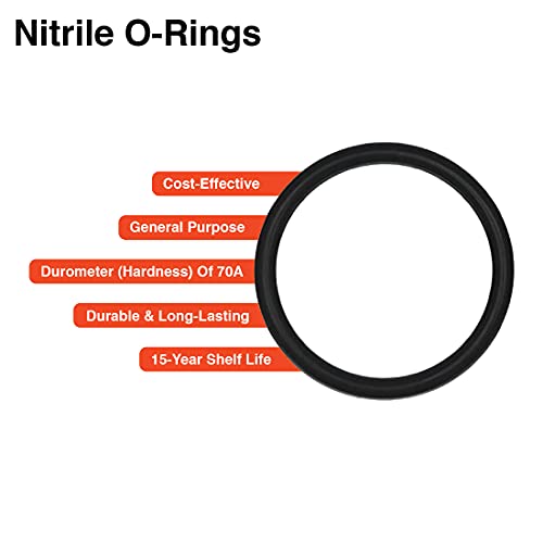 MR O-RING 1X1 מטרי Nitrile O-Ring-70A Durometer, ID 1 ממ, 3 ממ OD, 1 ממ CS, שחור