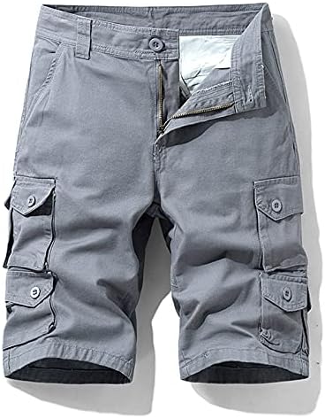 מכנסי מטען לגברים כותנה מזדמנת נסיעות חיצוניות דיג קמפינג טיולים רגליים מותניים אלסטיים מכנסיים קצרים עם ריבוי כיסים