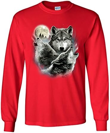 מיילל זאב חבילה חולצת טריקו שרוול ארוך חיות שממה פראיות חיות טבע ירח טי ירח