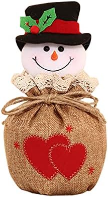שקיות פשתן חמיי עם שרוך 3 ד קטיפה סנטה איש שלג-שקיות ממתקים לחג המולד שקיות שקיות מתנה סנטה שק לילדים מסיבה טובה