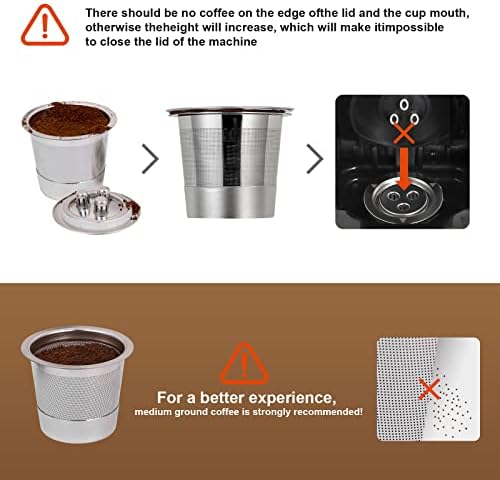 תרמילים לשימוש חוזר למכונת קפה של נינג'ה כפול חליטה, נירוסטה לנירוסטה לשימוש חוזר k תרמיל קבוע כוסות K מסננים אביזרי