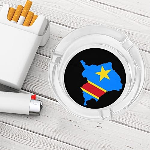 מפת דגל קונגו מאפרה זכוכית לסיגריה סיגריה קלאסית מאפרי קריסטל צלול עגול