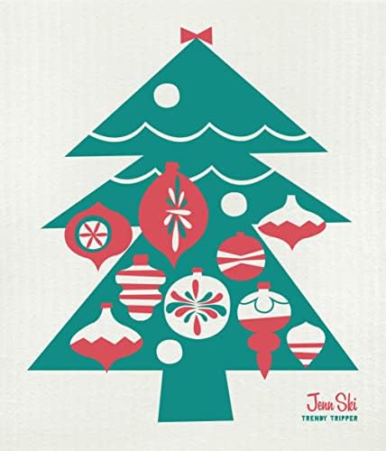 כדור הארץ ידידותי לשימוש חוזר קומפוסט אקו ספוג בד / אקה שוודית מגבת מטבח / אמן ג ' ן סקי חג המולד חג עיצובים 2-חבילות