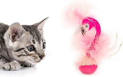 Petlinks Happynip Frisky Flamingo Sound Sound צעצוע חתול, מכיל Silvervine & Catnip, מופעל על סוללה - ורוד,