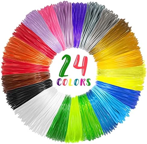 24 צבעים עט תלת מימד PLA מילוי נימה, 1.75 ממ נימה הדפסת פרימיום למדפסת תלת מימדית/עט תלת מימדי, כל צבע 10 רגל, סך