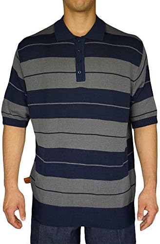 חולצת צ'רלי בראון של מחוז FB מחוז, חולצת שרוול קצר, חולצה מפוספסת מסוגננת, התאמה רגילה מזדמנת, נייבי/אפור