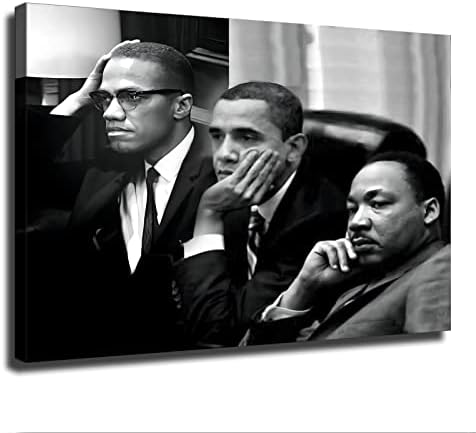 ברק אובמה מרטין לותר קינג ג'וניור ומלקולם X פוסטר בד ואסתטיקה אמנות קיר תמונה מודרנית פוסטרים של עיצוב משרד משפחתי