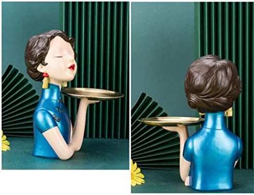 WSSBK מלאכות שרף בסגנון סיני Cheongsam Girl אחסון מפתח מגש קישוט בית אחסון שולחן קפה סלון