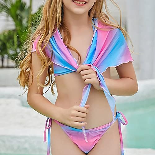 בגד ים של בנות שלוש חלקים בגד ים של ביקיני קשת במשך 6 עד 14 בריכת שחייה בריכת שחייה חמה בגד ים של מכנסיים קצרים