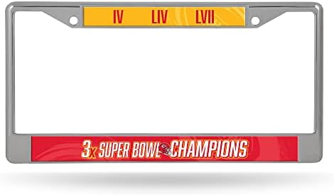 Rico Industries NFL קנזס סיטי ראשי 3 פעמים אלופות סופרבול 12 x 6 מסגרת כרום כסף W 'הכנס מכונית/משאית/אביזר אוטומטי של SUV