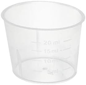 חדש LON0167 20 מל מעבדה בית ספר שקופה מכולת נוזל פלסטיק מיכל מדידת כוס כוסות (20 מל Schullabor Transfarenter Kunststoff-Flüssigkeitsbehälter