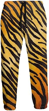 גברים של מכנסי טרנינג טרקלין מכנסיים בעלי החיים הדפסת נמר שחור זהב קומפי אצן מכנסיים קל משקל מזדמן מכנסיים עם כיס