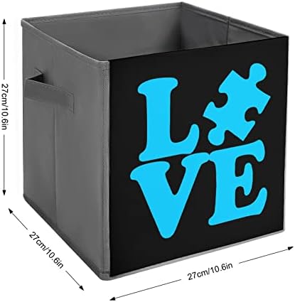 אהבת מודעות לאוטיזם פחי אחסון מתקפלים יסודות קוביות אחסון בדים קופסאות מארגנים עם ידיות
