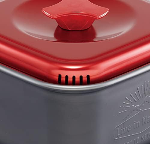 סקייטר אנק 1-סיר ראמן מרובע אלומיניום ביד אחת, 0.4 גל, אדום, חיצוני, קמפינג, מקנג' י