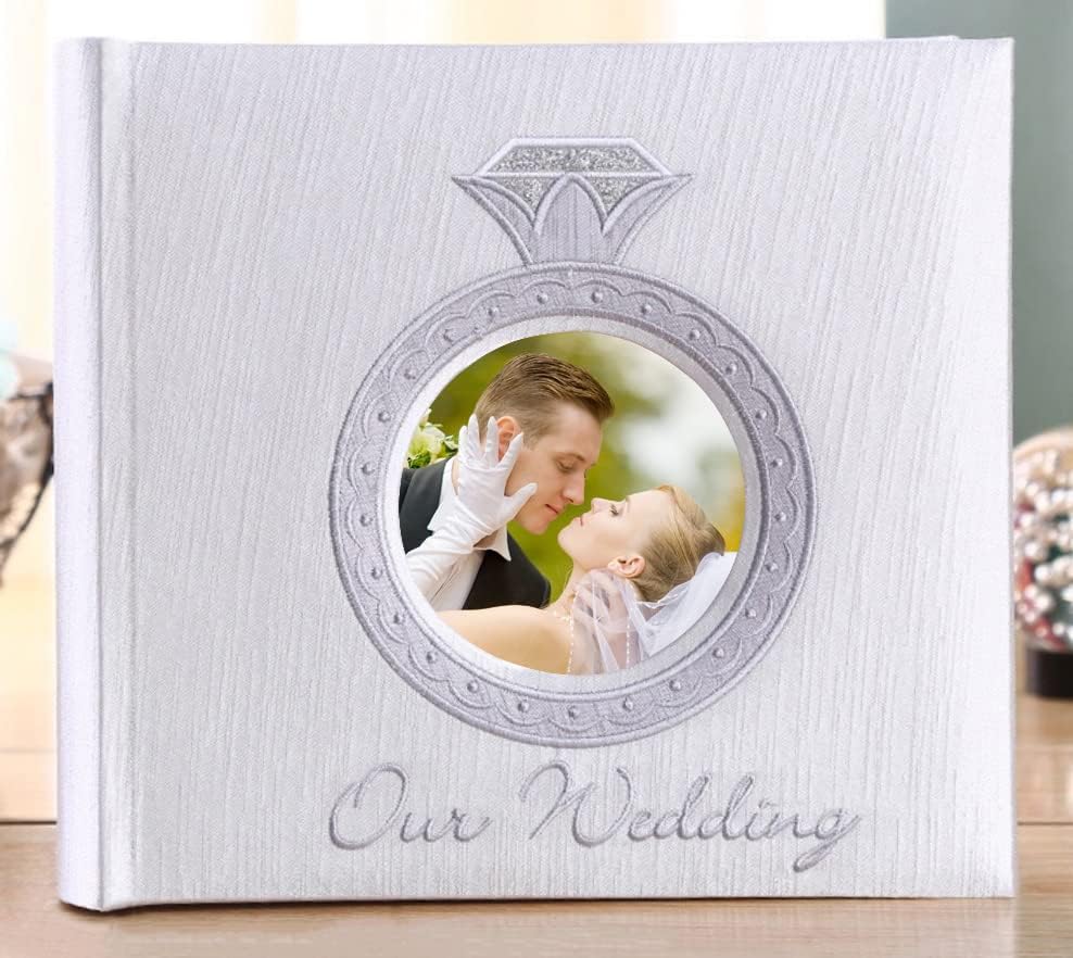 אלבום תמונות חתונה 4 * 6 מחזיק 200 תמונות רקמה החתונה שלנו עם כיסוי פתיחת תמונה & מגבר; מרחב תזכיר אלבומי תמונות