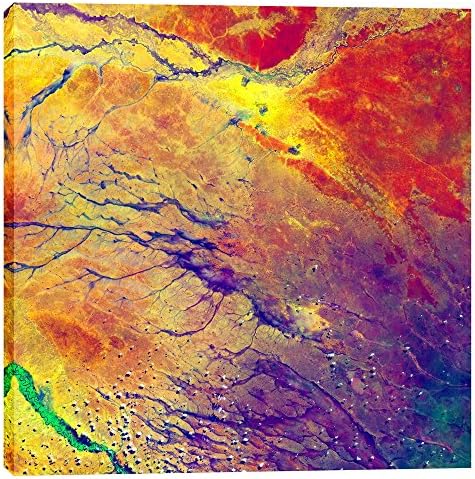 גרפיטי אפי מחקר כדור הארץ בצבע אמנות קיר בד ז 'יקלה, 37 איקס 37, צהוב