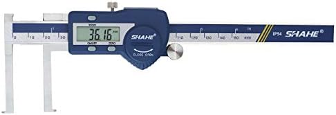 Shahe אלקטרונית פנימה מחזה חריץ עם קצה סכין, טווח 8-150 ממ, רזולוציה של 0.01 ממ, דיוק ± 0.04 ממ, נירוסטה, אינץ '/מטרי, סוללה