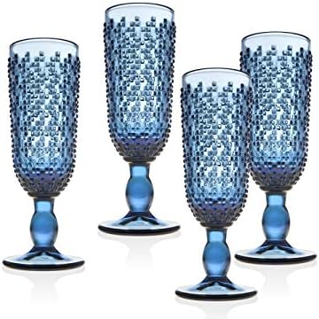 כפול מיושן משקפיים משקאות זכוכית כוס אלבה על ידי גודינגר-כחול-סט של 4