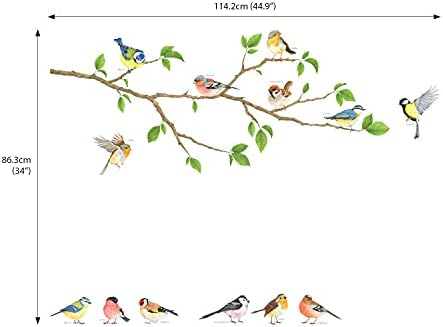 1804 גן ציפורים על עץ סניף ילדים קיר מדבקות קיר מדבקות קליפה ומקל נשלף קיר מדבקות לילדים משתלת חדר שינה סלון